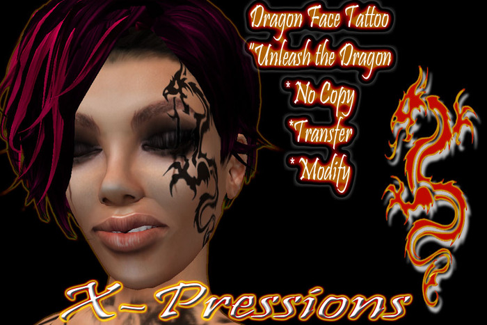  Second Life Marketplace - Dragon Face Tattoo